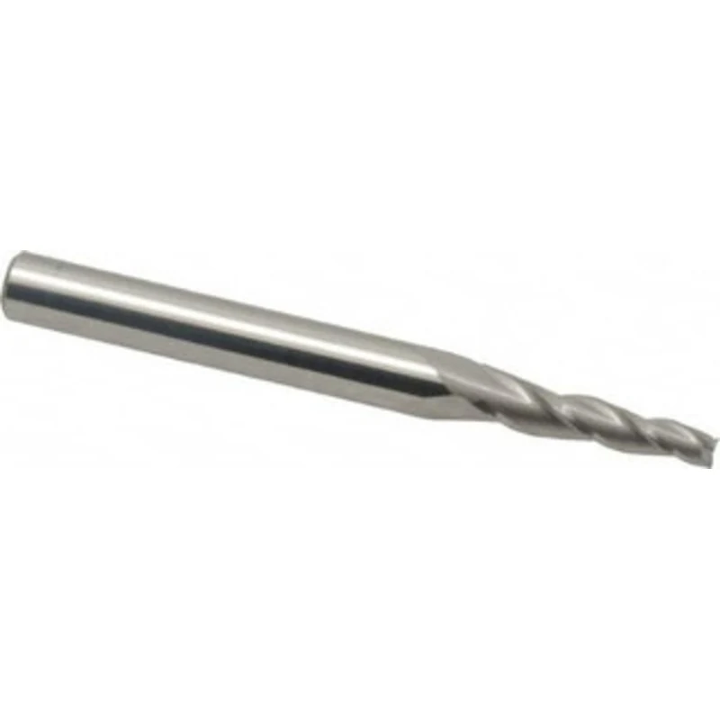 Accupro 3 per Side 1/8 Small End Diam 3/4 LOC 3-Flute Solid Carbide Tapered Square End Mill Uncoated, 1/4 Shank Diam,...